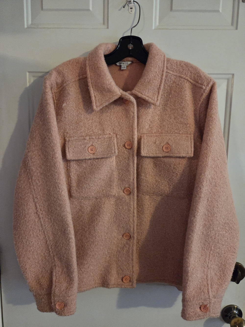 Soft Pink Teddy Button-Up Jacket